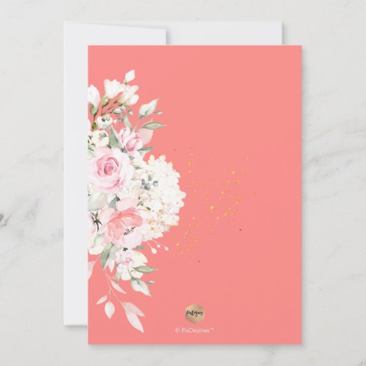 H2 Dusty Roos Blush Hydrangea Brunch Bubble Uitnod Kaart (Achterkant)