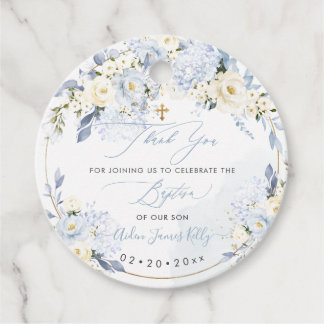 H2 Hydrangeas Blauwe Rozen Doop Dank u Bedankjes Labels