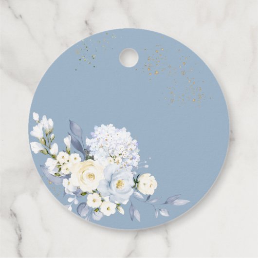 H2 Hydrangeas Blauwe Rozen Doop Dank u Bedankjes Labels (Achterkant)