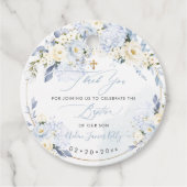 H2 Hydrangeas Blauwe Rozen Doop Dank u Bedankjes Labels (Voorkant)