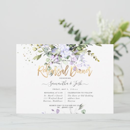 H2 Paarse Eucalyptusrepetitie Stof Diner Kaart (Staand voorkant)