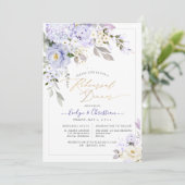 H2 Paarse hydrangea crème Rozen repetitie diner Kaart (Staand voorkant)