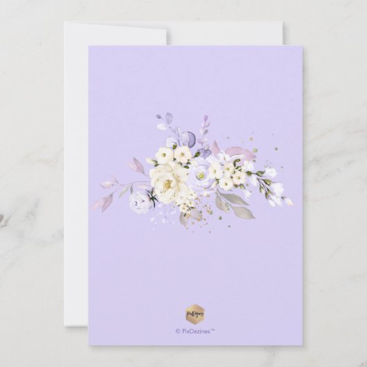 H2 Paarse hydrangea crème Rozen repetitie diner Kaart (Achterkant)