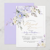 H2 Paarse hydrangea crème Rozen repetitie diner Kaart (Voorkant / Achterkant)