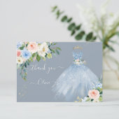 H2 Roze Blauw Sparkling Quinceanera Jurk Dank je Kaart (Staand voorkant)