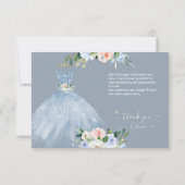 H2 Roze Blauw Sparkling Quinceanera Jurk Dank je Kaart (Achterkant)