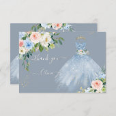 H2 Roze Blauw Sparkling Quinceanera Jurk Dank je Kaart (Voorkant / Achterkant)