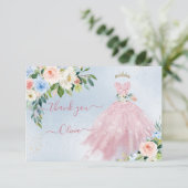 H2 Roze Blauw Sparkling Quinceanera Jurk Dank je Kaart (Staand voorkant)