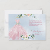 H2 Roze Blauw Sparkling Quinceanera Jurk Dank je Kaart (Achterkant)