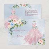 H2 Roze Blauw Sparkling Quinceanera Jurk Dank je Kaart (Voorkant / Achterkant)