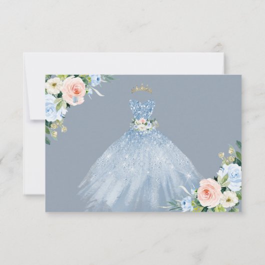 H2 Roze Blauw Sparkling Quinceanera Jurk Opslaan D Kaart (Achterkant)