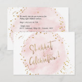 H2 Roze katoen Shabbat Mitzvah Celebratie Kaart (Voorkant / Achterkant)