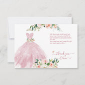 H2 sprankelende roze quinceanera jurk dank u kaart (Achterkant)