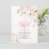 H2 Stof Roze Blush Hydrangea Brunch Bubbels Kaart (Staand voorkant)