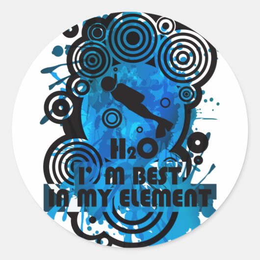 H2O_DIVER RONDE STICKER (Voorkant)
