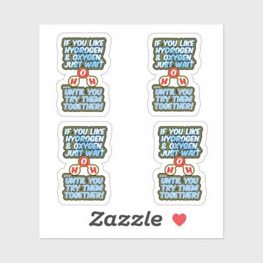 H2O frunny chemistry hydratatie water Sticker (Vel)