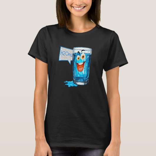 H2OMG Funny H2 OMG Hydration Cartoon T-shirt (Voorkant)