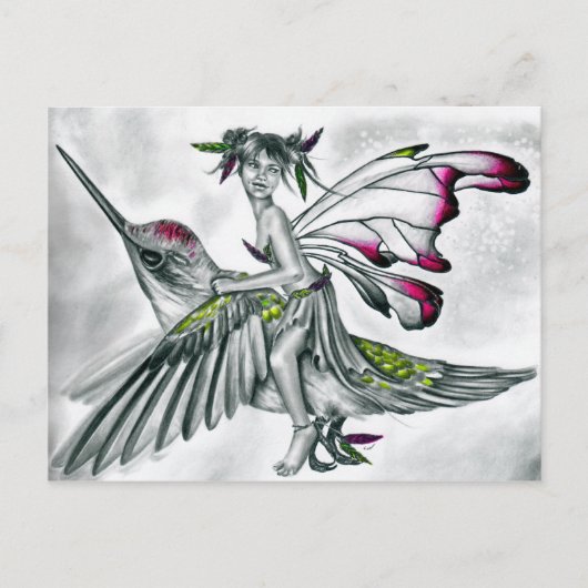 <h3>Hummingbird Rider Fairy Briefkaart</h3> Briefkaart (Voorkant)