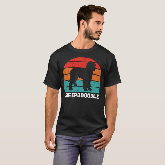 H676 Sheepadoodle Dog Silhouette 1 T-shirt (Voorkant volledig)