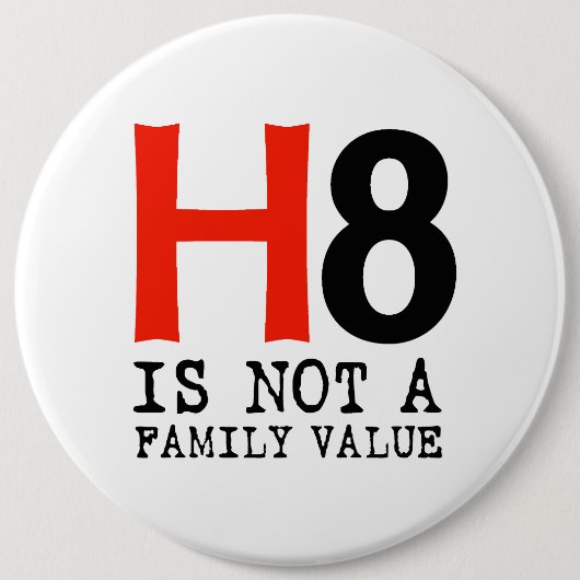 H8 is geen familiewaarde ronde button 6,0 cm (Voorkant)