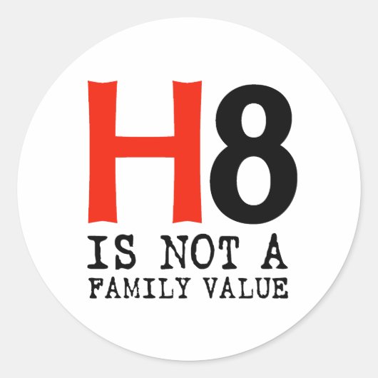 H8 is geen familiewaarde ronde sticker (Voorkant)