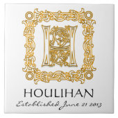 "H" achternaam bruiloft Jubileum Dag Monogram Tege Tegeltje (Voorkant)
