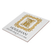 "H" achternaam bruiloft Jubileum Dag Monogram Tege Tegeltje (Zijkant)