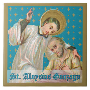 H. Aloysius Gonzaga & pestslachtoffer (M 006) Tegeltje