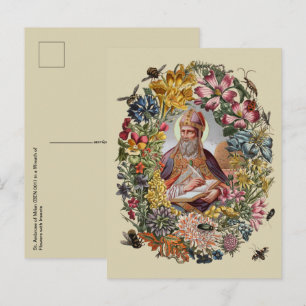 H. Ambrosius van Milaan met Bloemen, Bijen en Bije Briefkaart