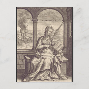 H. Anastasia de Bevrijder Zwart & Wit Kunst Briefkaart