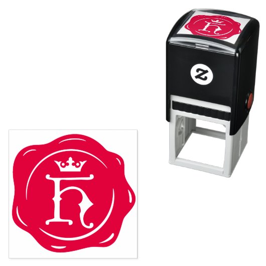 H - Antiek Wax Seal Gotische Kroon Initiaal Letter Zelfinktende Stempel (In situ)