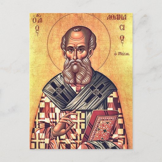 H. Athanasius de Grote Orthodoxe Christelijke Icoo Briefkaart (Voorkant)