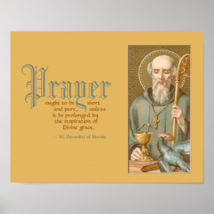 H. Benedictus van Nursia (JM 07; citaat over gebed Poster
