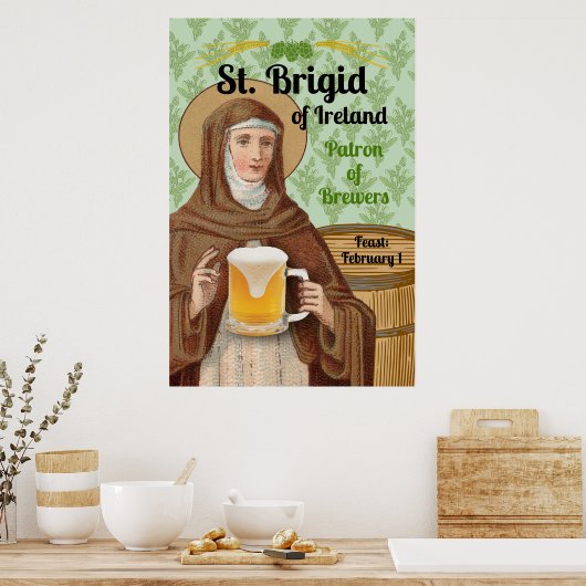 H. Brigida van Ierland en haar vat bier Poster (Keuken)