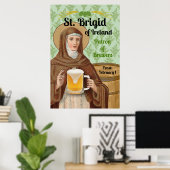 H. Brigida van Ierland en haar vat bier Poster (Thuiskantoor)