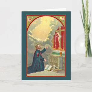 H. Camillus biddend voor een crucifix (M 020) Kaart