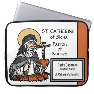H. Catharina van Siena met hart met crucifix erop Laptop Sleeve
