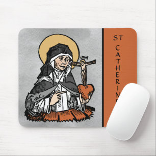 H. Catharina van Siena met hart met crucifix erop  Muismat