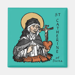 H. Catharina van Siena met hart met kruis Magneet