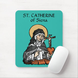 H. Catharina van Siena met hart met kruis Muismat