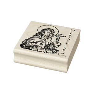 H. Catharina van Siena met hart met kruis Rubberstempel