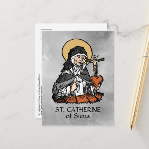 H. Catharina van Siena met hart met kruisbeeld Briefkaart