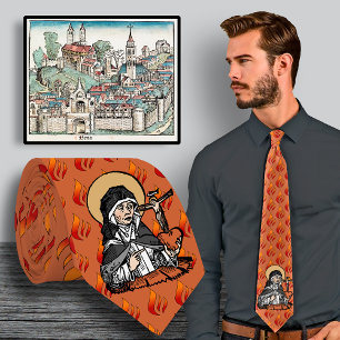 H. Catharina van Siena met hart met kruisbeeld Stropdas