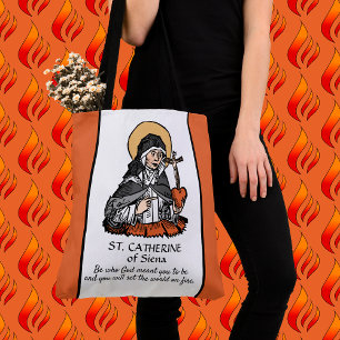 H. Catharina van Siena met hart met kruisbeeld Tote Bag