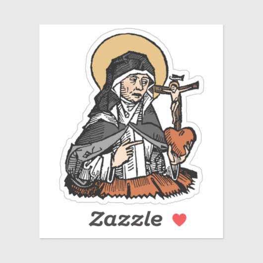 H. Catharina van Siena met het met een kruisbeeld Sticker (Vel)