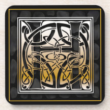 "H" Celtic Black Stone Monogram Onderzetters