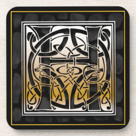 "H" Celtic Black Stone Monogram Onderzetters