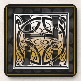 "H" Celtic Black Stone Monogram Onderzetters