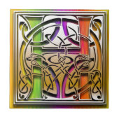 H Celtic Rainbow aangepaste monogram tegel Tegeltje (Voorkant)