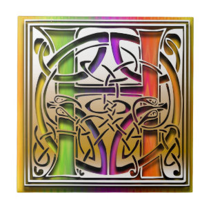 H Celtic Rainbow aangepaste monogram tegel Tegeltje